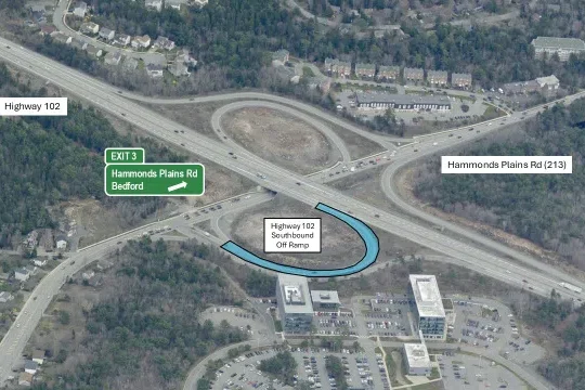New turning lane coming to Highway 102 off-ramp to Hammonds Plains Road