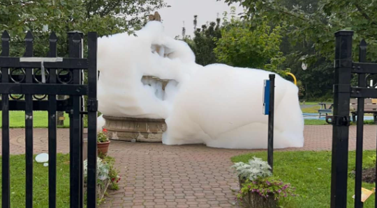 Foaming fountain at Acadia Park in Lower Sackville