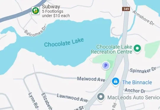 Floating platform doing survey work for dam on Chocolate Lake in Halifax