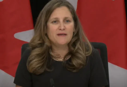 Chrystia Freeland to Resign as MP Friday