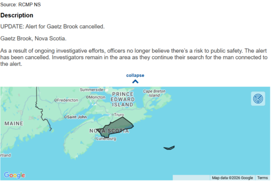 Emergency alert cancelled after man with machete seen near Musquodoboit Harbour