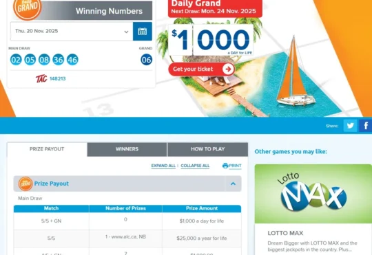 Winning Daily Grand lottery ticket in N.B.