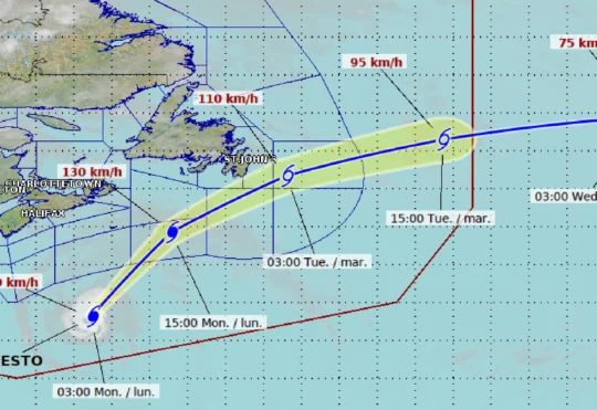 Ernesto continues trek through Canadian waters