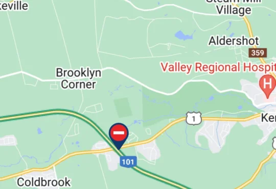 Highway 101 closed near Coldbrook due to crash