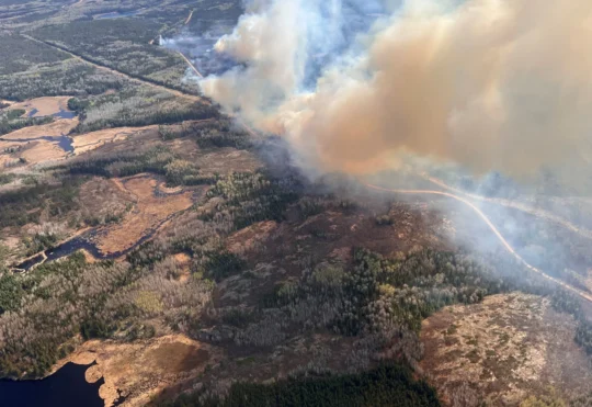 Smoke caused by forest fire northwest of Kenora