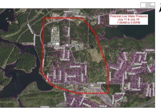 Low water pressure noted in Rideout area
