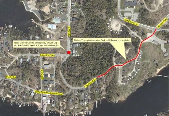 Road closure in Lakeside