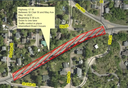 Lane and road closures planned in Kenora today