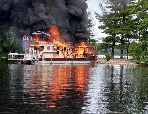 Houseboat destroyed by fire