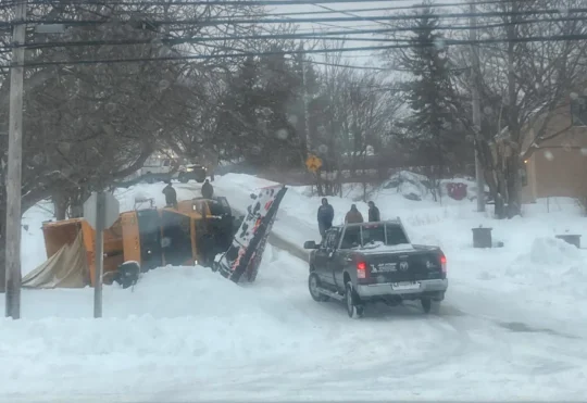 No injuries after snow plow lands on its side in Yarmouth