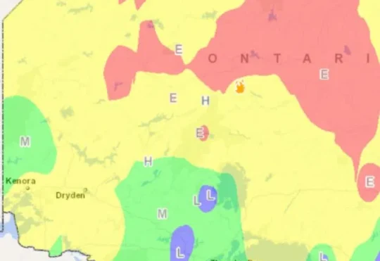 Varying forest fire hazard levels for northwestern Ontario