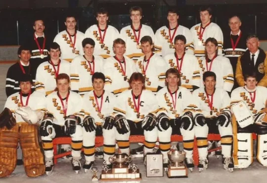 1989 OFSAA championship team entering Fort Frances Sports Hall of Fame