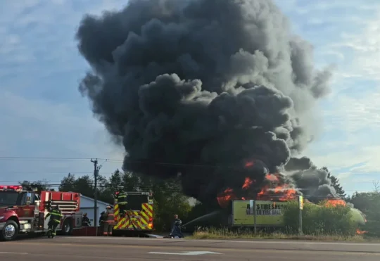 Trailers full of tires go up in smoke near Moncton