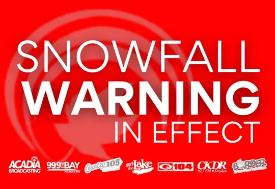 Snowfall warning now issued for northwestern Ontario