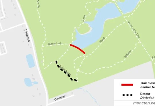 Trail closure at Irishtown Nature Park