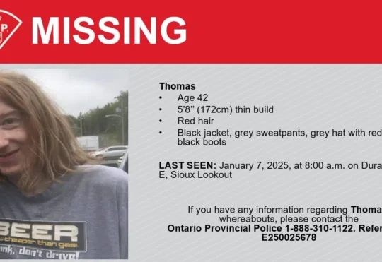 OPP search for missing man in Sioux Lookout
