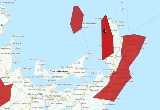 Wind warning for Richmond, Guysborough counties
