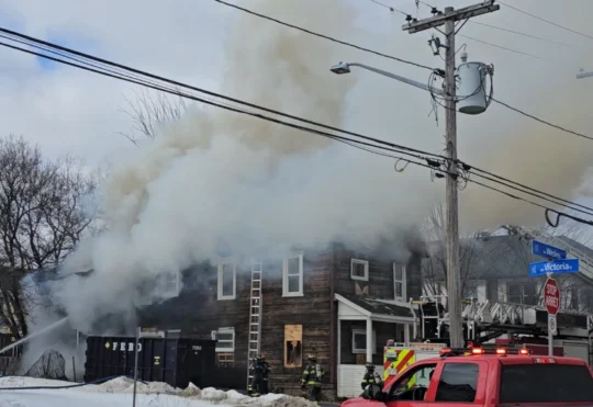 Building torn down after extensive damage from fire